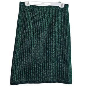 Green Metallic Ribbed Knit skirt Green Holiday Festive Fairycore Forestcore